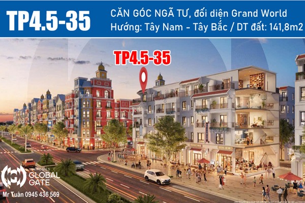 TP4.5-35 | NHÀ PHỐ CĂN GÓC, ĐỐI DIỆN GRAND WORLD CỔ LOA