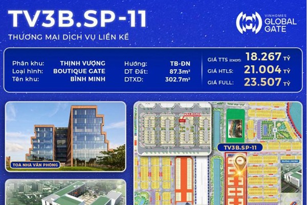 TV3B.SP-11 Shop Boutique BÌNH MINH (87,3m / 21 tỷ / Vay miễn lãi 24th)