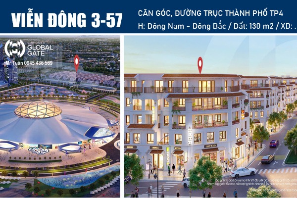 VĐ3-57 CĂN GÓC 130m2, ĐƯỜNG THÀNH PHỐ TP4 - VINHOMES GLOBAL GATE