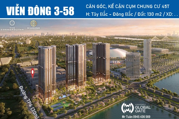 VĐ3-58 CĂN GÓC 130m2, ĐƯỜNG THÀNH PHỐ TP4 - VINHOMES GLOBAL GATE