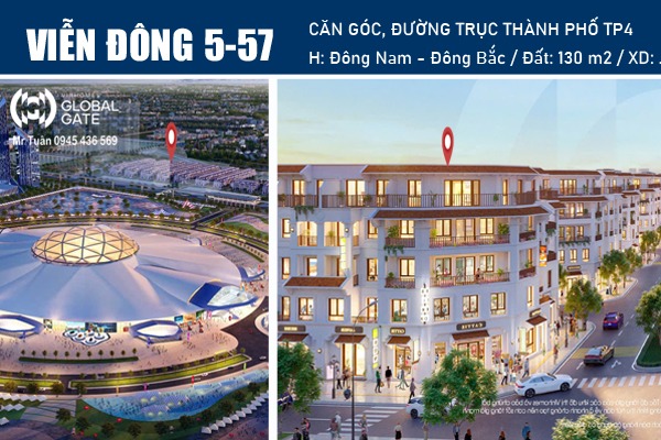 VĐ5-57 CĂN GÓC 130m2, ĐƯỜNG THÀNH PHỐ TP4 - VINHOMES GLOBAL GATE