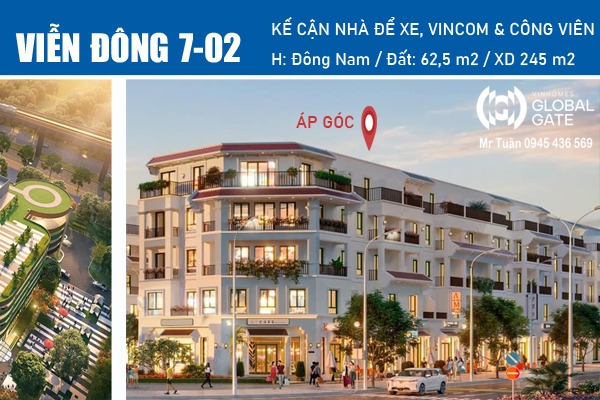 VIỄN ĐÔNG 7-02 | LIỀN KỀ ÁP GÓC, GẦN CÔNG VIÊN Indochine Park - Vinhomes Global Gate