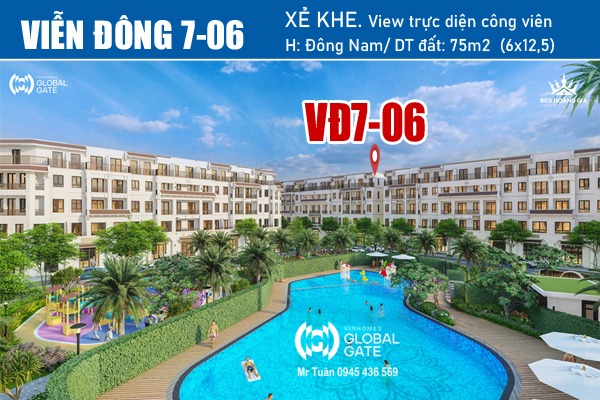 VIỄN ĐÔNG 7-06 | LIỀN KỀ GÓC ĐẦU HỒI 75m2, VIEW VƯỜN HOA